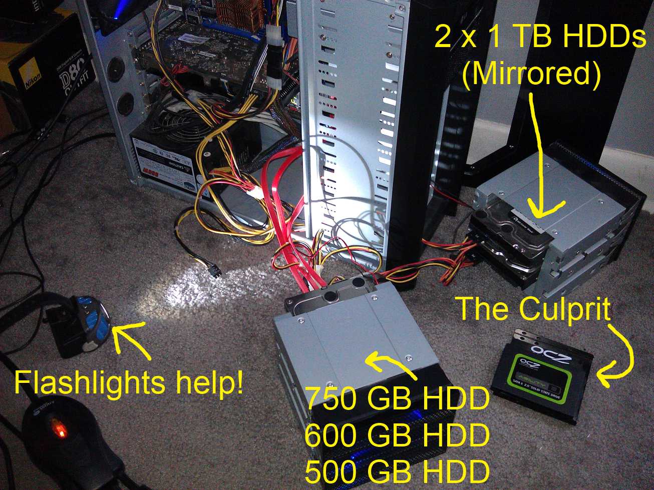 Hard drive death suck. OCZ is a jerk. Here's my set up.
